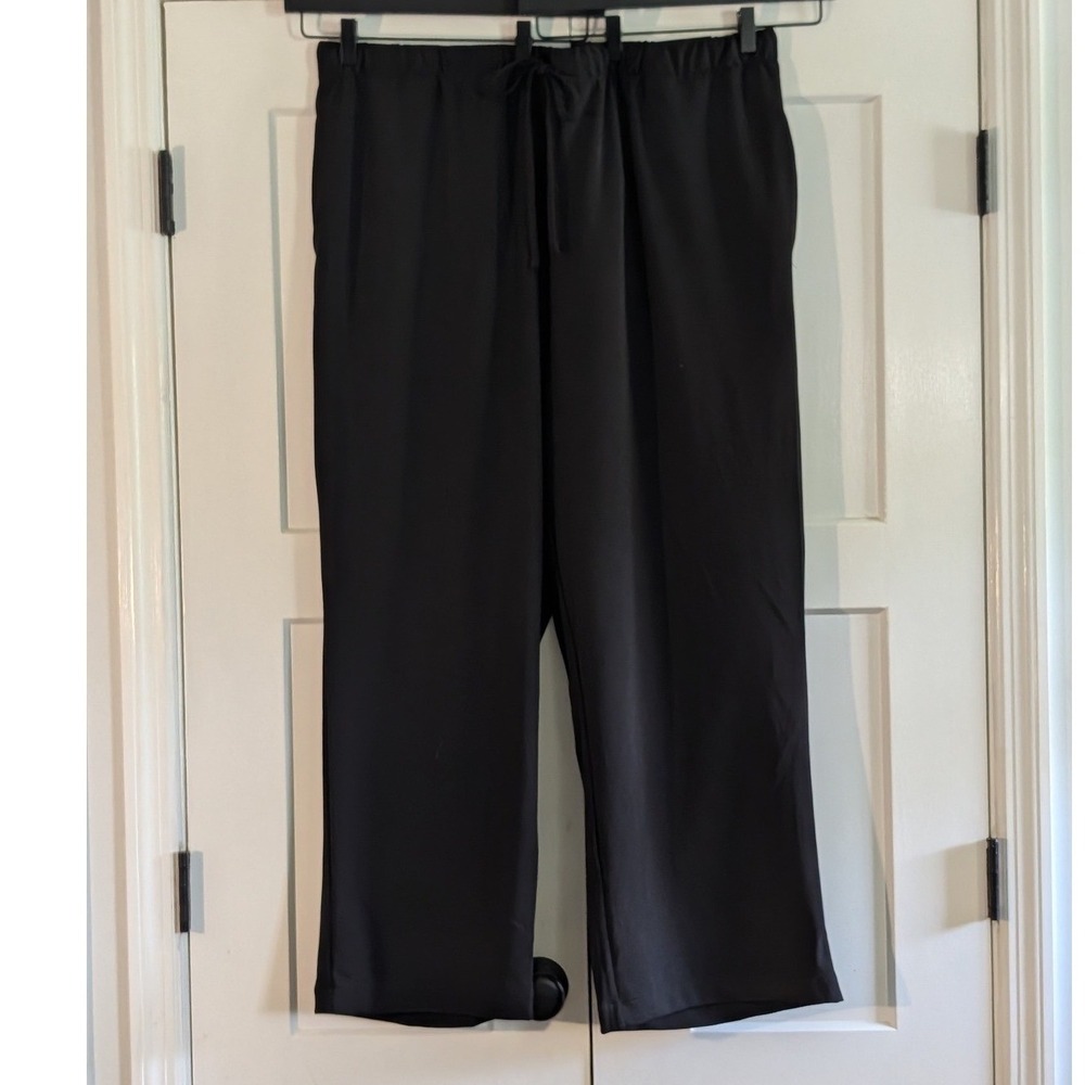 Jones New York 3X Black Wide Leg Pull On Stretch Pants Drawstring NWT Plus Size